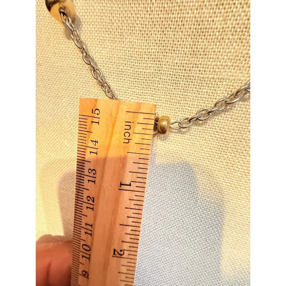 Vintage 34” Two Tone Station Bead Necklace
